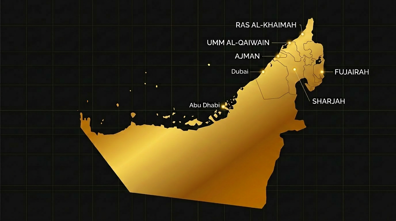 UAE coverage map showing all seven emirates
